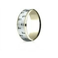 thumbnail image 1 of Benchmark� 14 kt Two Tone Goldd 8mm Comfort-fit Bevel Satin Finish Chain Link Design Wedding Band Ring, 1 of 7