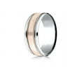 thumbnail image 1 of Benchmark� 14 kt Two Tone Goldd 8mm Comfort-fit Drop Bevel Satin Finish Milgrain Design Wedding Band Ring, 1 of 7