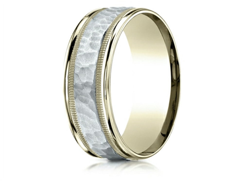 Benchmark 14 kt Two Tone Goldd 8mm Comfort-fit Hammered-finished With ...