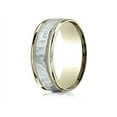 thumbnail image 1 of Benchmark� 14 kt Two Tone Goldd 8mm Comfort-fit Hammered-finished With Milgrain Carved Design Wedding Band Ring, 1 of 7