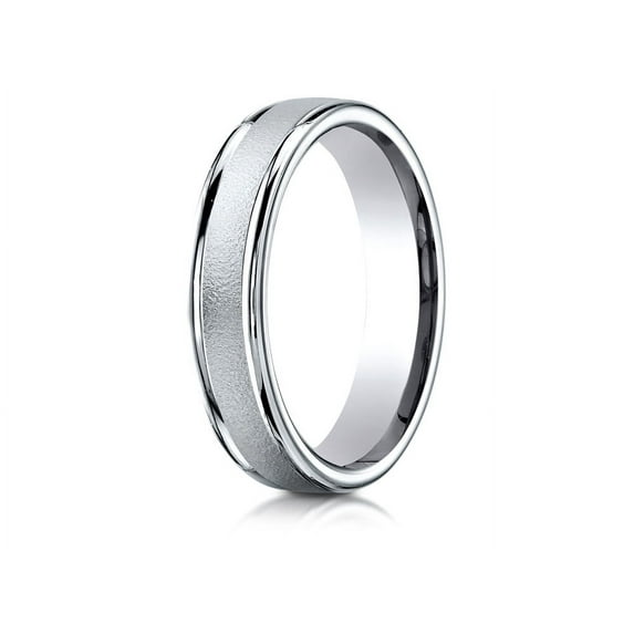 Benchmark� 14k Gold 4mm Comfort-fit Wired-finished High Polished Round Edge Carved Design Wedding Band Ring