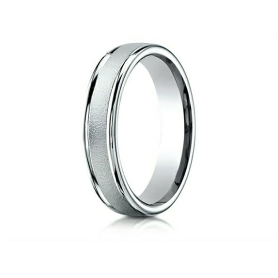 Benchmark� 14k Gold 4mm Comfort-fit Wired-finished High Polished Round Edge Carved Design Wedding Band Ring