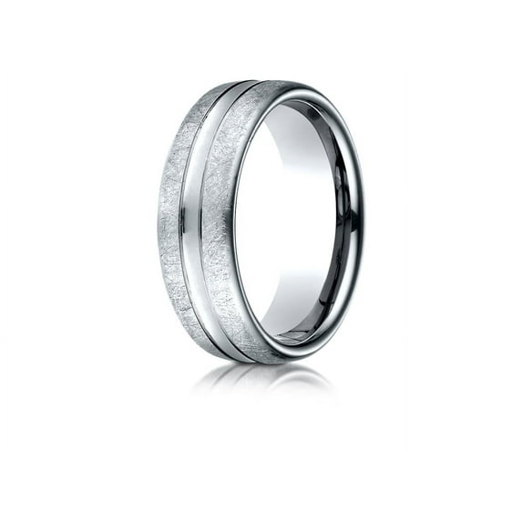 Benchmark� 14k Gold 7.5 Mm Comfort Fit Swirled Finish Center Convex Cut Design Wedding Band Ring