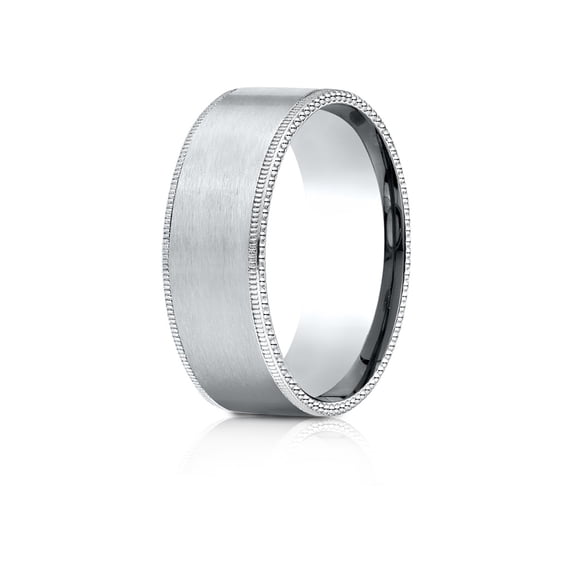 Benchmark� 14k Gold 8mm Comfort-fit Riveted Edge Satin Finish Design Wedding Band Ring