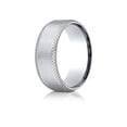 thumbnail image 1 of Benchmark� 14k Gold 8mm Comfort-fit Satin-finished Cross Hatched Beveled Edge Carved Design Wedding Band Ring, 1 of 9