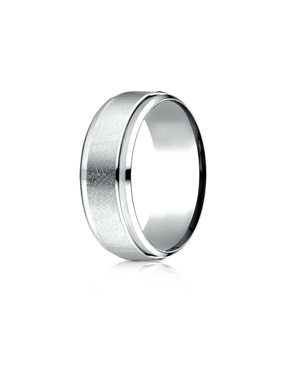 Benchmark� 18 Karat Gold 7mm Comfort-fit Drop Bevel Swirl Finish Center Design Wedding Band Ring