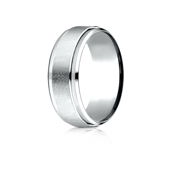 Benchmark� 18 Karat Gold 7mm Comfort-fit Drop Bevel Swirl Finish Center Design Wedding Band Ring