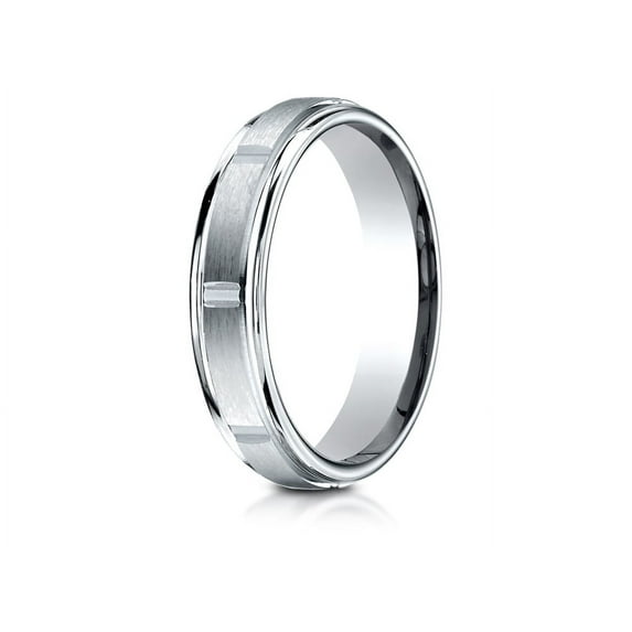 Benchmark� 18k Gold 4mm Comfort-fit Satin-finished Polished Center Cuts Round Edge Wedding Band Ring