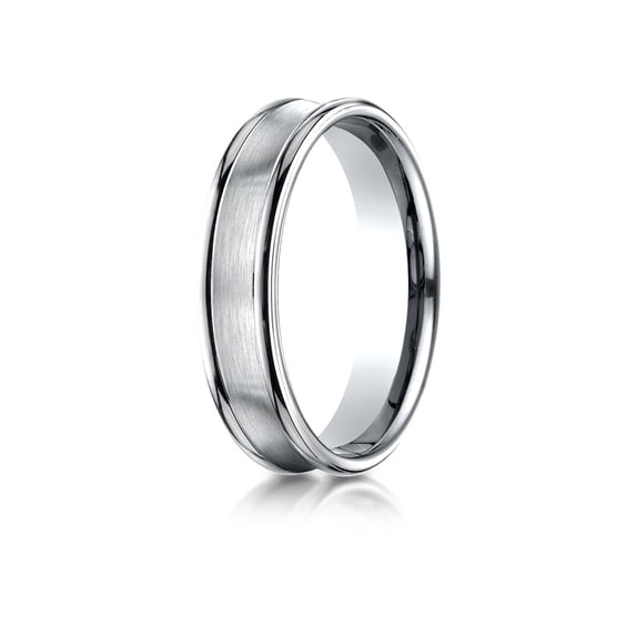 Benchmark� 18k Gold 5.5 Mm Comfort Fit Concave Round Edge Satin Center Design Wedding Band Ring