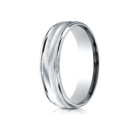 Benchmark� 18k Gold 6mm Comfort-fit Chevron Design High Polished Round Edge Carved Design Wedding Band Ring