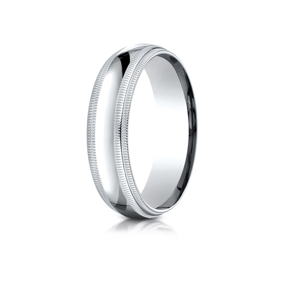 Benchmark� 18k Gold 6mm Slightly Domed Standard Comfort-fit Wedding Band / Ring With Double Milgrain