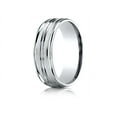 thumbnail image 1 of Benchmark� 18k Gold 7mm Comfort-fit Satin-finished High Polished Center Trim And Round Edge Wedding Band Ring, 1 of 9