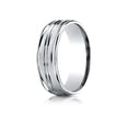 thumbnail image 1 of Benchmark� 18k Gold 7mm Comfort-fit Satin-finished High Polished Center Trim And Round Edge Wedding Band Ring, 1 of 9