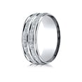 thumbnail image 1 of Benchmark� 18k Gold 8mm Comfort-fit Hammer-finished Polished Center Trim Round Edge Wedding Band Ring, 1 of 9