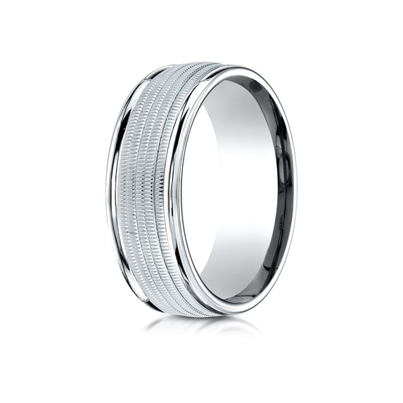 Benchmark� 18k Gold 8mm Comfort-fit Multi Milgrain Center High Polish Round Edge Design Wedding Band Ring