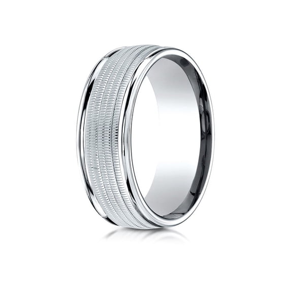 Benchmark� 18k Gold 8mm Comfort-fit Multi Milgrain Center High Polish Round Edge Design Wedding Band Ring