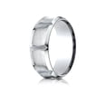 thumbnail image 1 of Benchmark� 18k Gold 8mm Comfort-fit Satin-finished Beveled Edge Concave With Horizontal Cuts Carved Design Wedding Band, 1 of 9