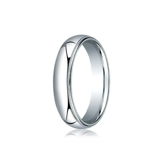 Benchmark� 18k White Gold 5mm Slightly Domed Standard Comfort-fit Ring With Milgrain