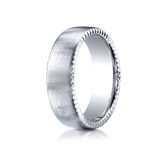 Benchmark� 4.5mm Comfort-fit Satin-finished Rivet Coin Edging Carved Design Wedding Band Ring