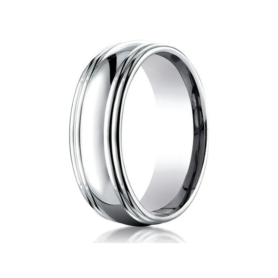 Benchmark� 7.5mm Comfort-fit High Polished Double Round Edge Carved Design Wedding Band Ring