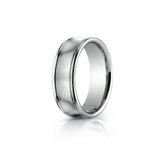 Benchmark� 7.5mm Comfort-fit Satin-finished Concave Round Edge Carved Design Wedding Band Ring