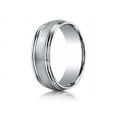 thumbnail image 1 of Benchmark� 7.5mm Comfort-fit Satin-finished Double Round Edge Carved Design Wedding Band Ring, 1 of 9