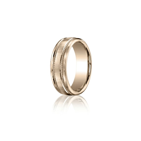 Benchmark� 7.5mm Comfort-fit Satin-finished Rope Carved Design Wedding Band Ring