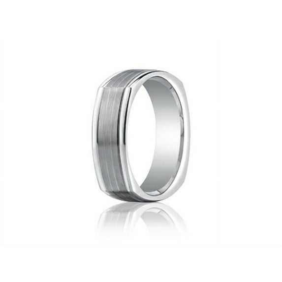 Benchmark� 7mm Comfort-fit Satin-finished Parallel Center Cuts Four-sided Carved Design Wedding Band Ring