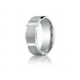 thumbnail image 1 of Benchmark� 8mm Comfort-fit Satin-finished Grooves Carved Design Wedding Band Ring, 1 of 9