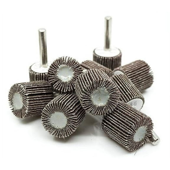 Benchmark Abrasives 1" x 1" Aluminum Oxide Flap Wheel With 1/4" Shank Mounted (10 Pack) - 40 Grit