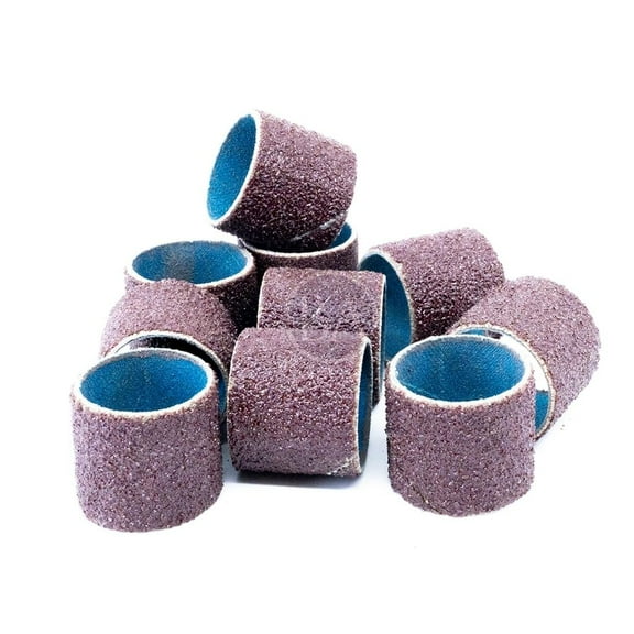 Benchmark Abrasives 1" x 1" Aluminum Oxide Abrasive Spiral Bands for Rotary Tools, Drum Sleeves for Sanding Deburring Blending Polishing on Metals Plastic Wood Rubber (10 Pack) - 36 Grit