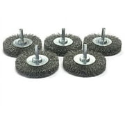 Benchmark Abrasives 2-1/2" Mounted Crimped Wire Wheel, 1/4" Shank for Rotary Tools (5 Pack) - Carbon Steel
