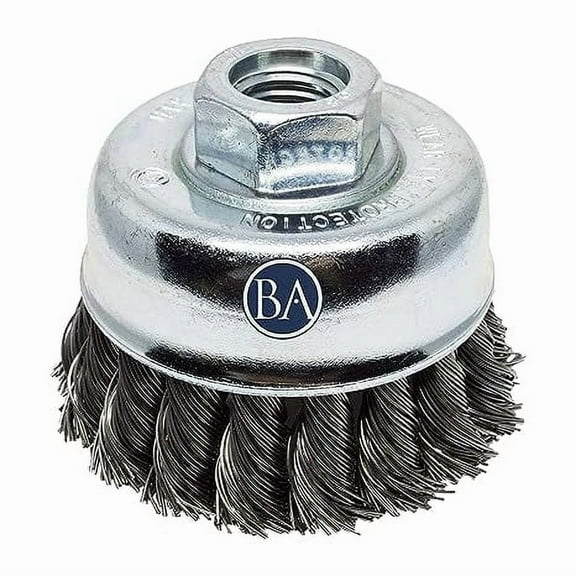 Benchmark Abrasives 2-3/4" Knot Wire Cup Brush For Narrow Holes Derusting Paint Removal Deburring Ferrous Metals Concrete, Wire End Brush For Angle Pneumatic Grinder - (Carbon Steel)