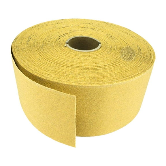 Benchmark Abrasives 2-3/4" Wide and 40 Yards Long Gold PSA Sanding Sheet Roll Aluminum Oxide Grains Designed Disc for Surface Blending Edge Sanding General Stock Removal - 320 Grit