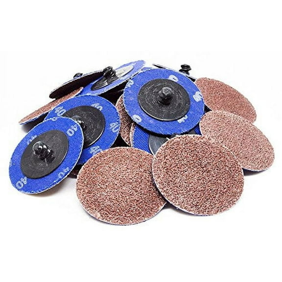 Benchmark Abrasives 2" Quick Change A/O Sanding Discs with a Male R-Type Backing Surface Prep Polish Burr Rust Paint Removal Use with Die Grinder (25 Pack) - 50 Grit