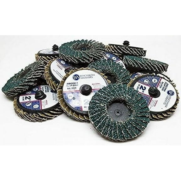 Benchmark Abrasives 2" Quick Change Zirconia Flap Disc Grinding Wheel with Male R-Type Back Design (10Pack) - 40 Grit