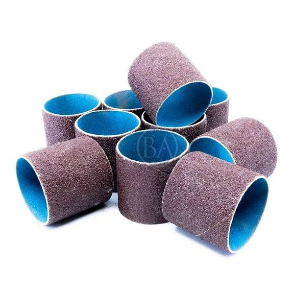 Benchmark Abrasives 2" x 2" Aluminum Oxide Abrasive Spiral Bands for Rotary Tools, Drum Sleeves for Sanding Deburring Blending Polishing on Metals Plastic Wood Rubber (10 Pack) - 60 Grit