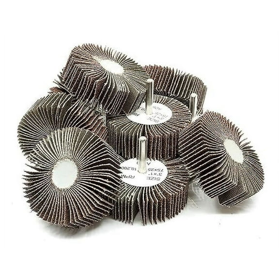 Benchmark Abrasives 3" x 1" Aluminum Oxide Flap Wheel With 1/4" Shank Mounted (10 Pack) - 40 Grit