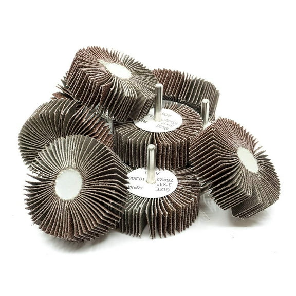 Benchmark Abrasives 3" x 1" Aluminum Oxide Flap Wheel With 1/4" Shank Mounted (10 Pack) - 80 Grit