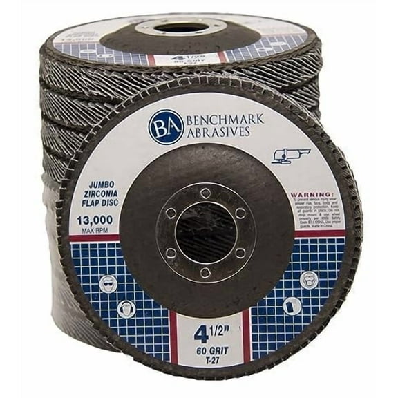 Benchmark Abrasives 4 1/2 Inch Type 27 Zirconia Metal Grinding Disc (10 Pack) - 60 Grit