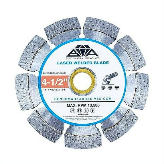 Benchmark Abrasives 4.5” Laser Welded Segmented Diamond Blade With Steel Core - (5 Pack)