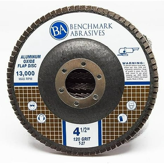 Benchmark Abrasives 4.5" x 7/8" Aluminum Oxide Flap Discs (10 Pack) - 120 Grit