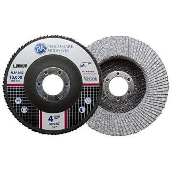 Benchmark Abrasives 4.5" x 7/8" type 27 stearate coated flap disc for aluminum (60 Grit)