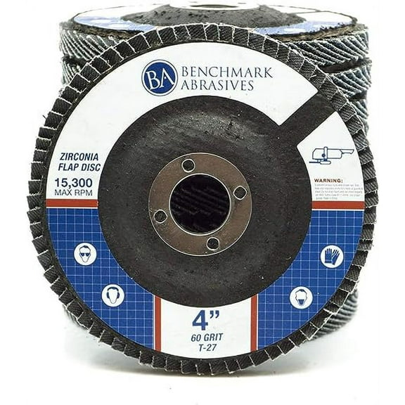 Benchmark Abrasives 4" x 5/8" Premium Type 27 Zirconia Flap Discs (10 Pack) - 120 Grit