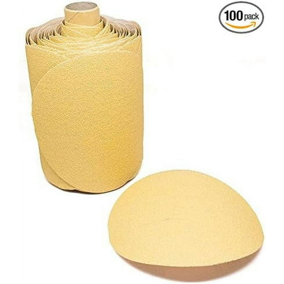 Benchmark Abrasives 5" PSA Gold Self Adhesive DA Sanding Disc Roll Aluminum Oxide Grains (100 Discs) - 220 Grit