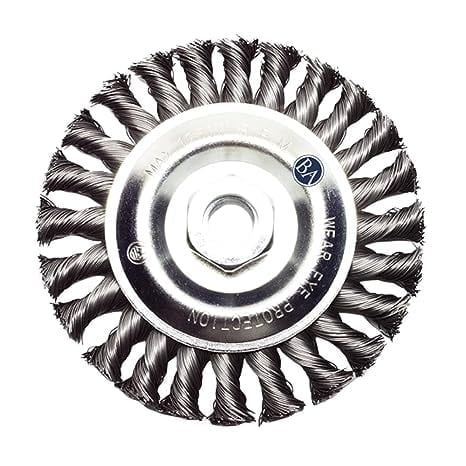 Benchmark Abrasives 5" x 1/2" Standard Twist Knot Wire Wheel with 5/8"-11 Thread, for Weld Cleaning, Weld Spatter Removal, Deburring, Use with Angle Grinders - Carbon Steel (5" x 1/2")