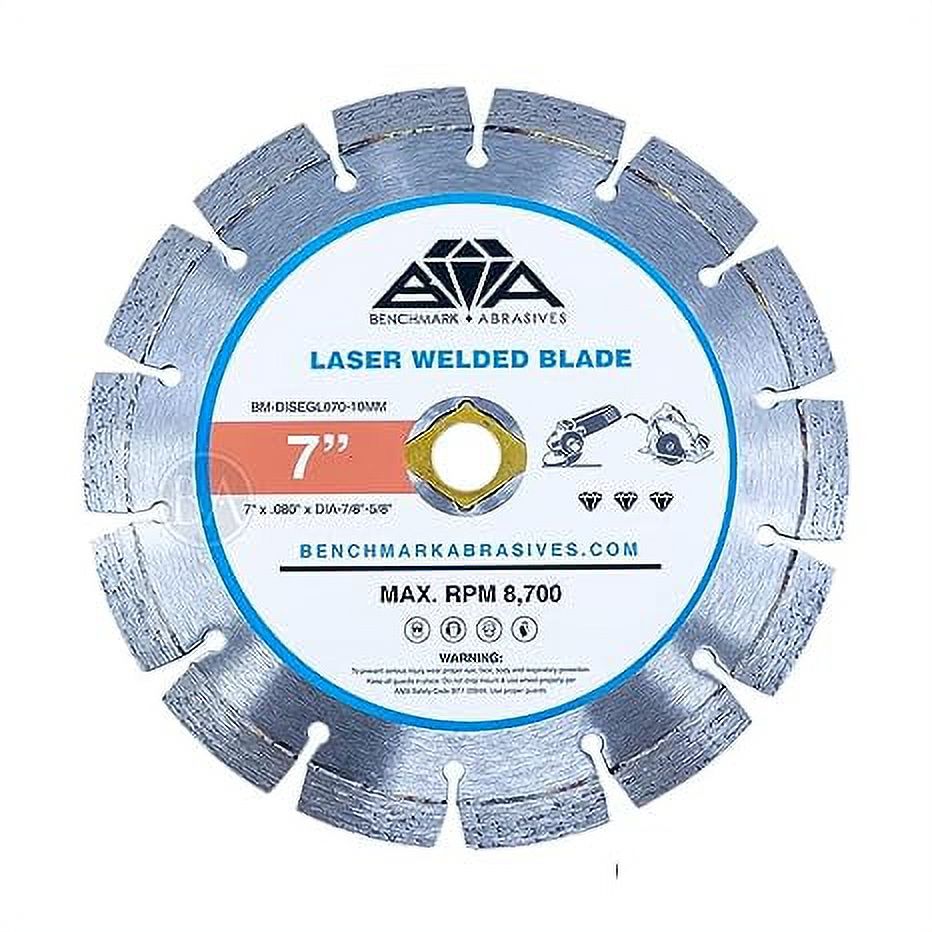 Benchmark Abrasives 7” Laser Welded Segmented Diamond Blade With Steel