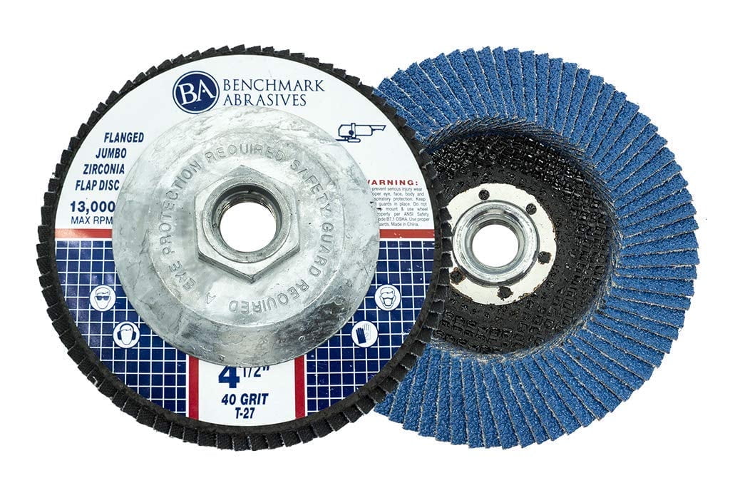 Benchmark Abrasives 4.5 X 7/8 Premium High Density Jumbo Zirconia Type 27 Flap Disc 40 Grit 10 Pack 26386