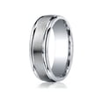 thumbnail image 1 of Benchmark� Argentium Silver 7mm Comfort-fit Satin-finished High Polished Round Edge Design Wedding Band Ring, 1 of 7