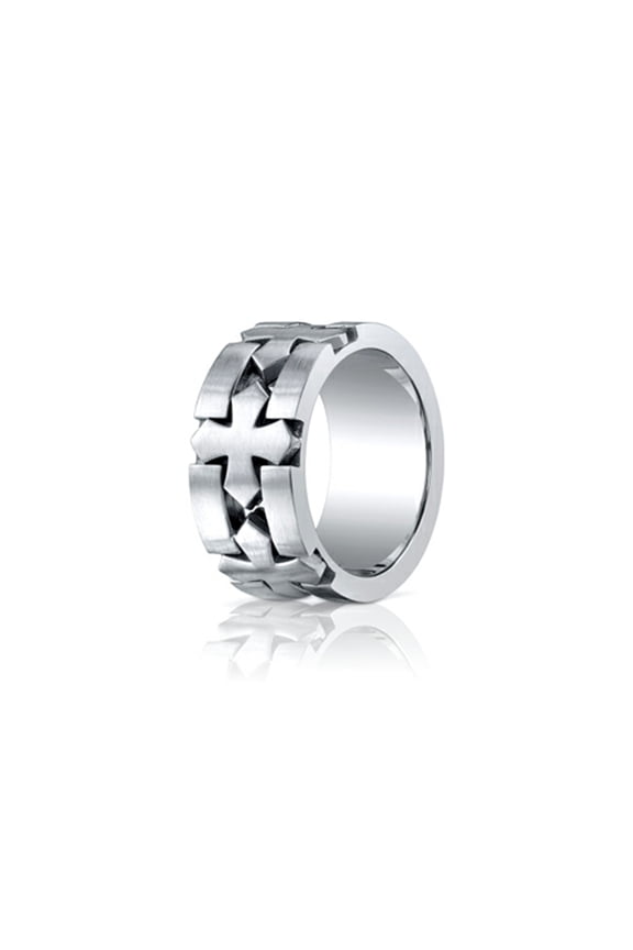 Benchmark� Cobalt Chrome� 10mm Comfort-fit Satin-finished Celtic Cross Design Ring